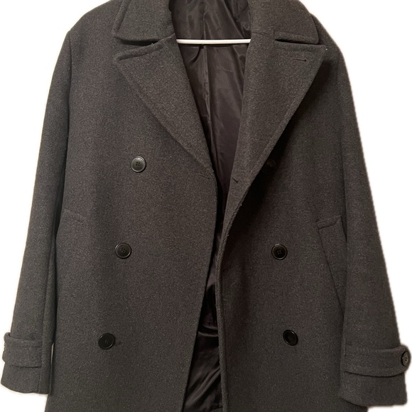Dark Grey H&M Thick Twill Peacoat - Picture 3 of 5